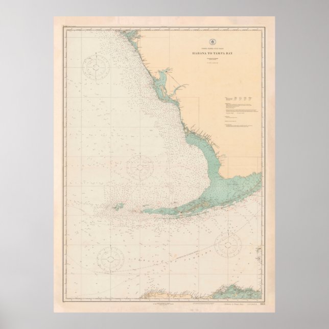 Old Florida & Cuban Coast Map (1923) Poster (Vorne)