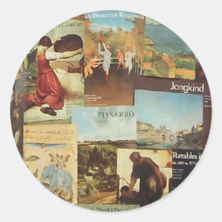 Old French Paris Poster Advertisement Collage III Runder Aufkleber