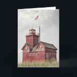 Old Friend Birthday Karte<br><div class="desc">Grosser roter Leuchtturm in Holland,  Michigan mit impressionistischem Effekt.</div>