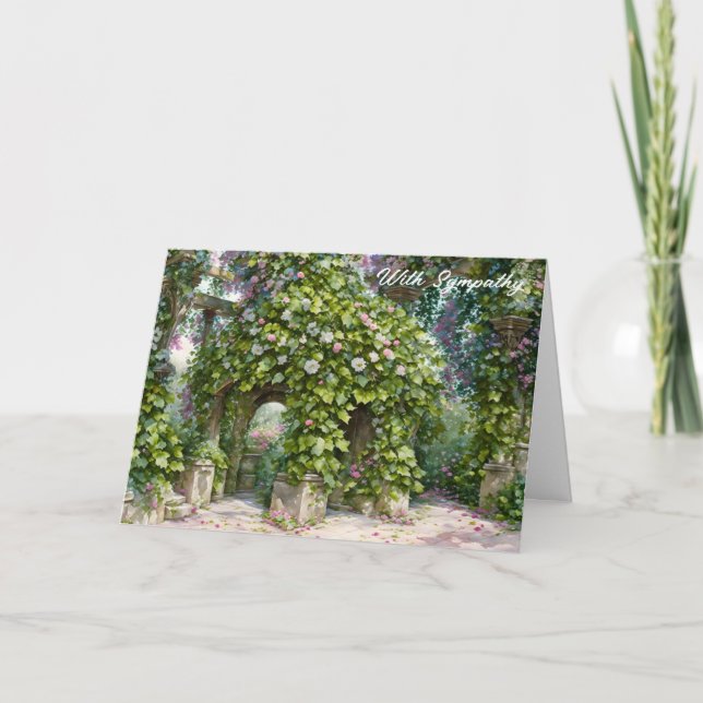 Old Gazebo and Blume Floral Art Sympathy Card Karte (Vorderseite)
