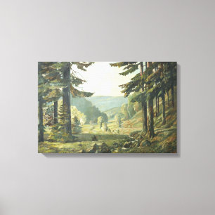 Old German Oil Painting – Forest Erzgebirge 1905 Leinwanddruck