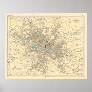 Old Glasgow Scotland Map (1912) Poster