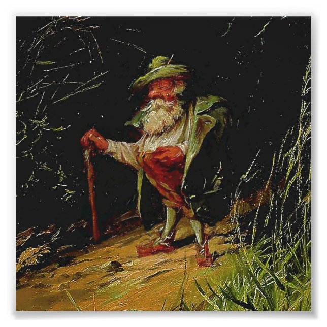 "Old Gnome With a Cane" von Heinrich Shlitt Fotodruck (Vorne)