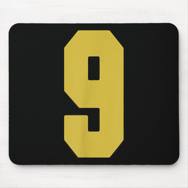 Old Gold Black Number 9 Jersey Player Uniform #9 Mousepad (Vorne)