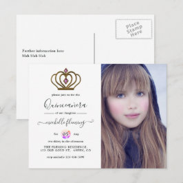 Old Gold Elegance Quinceañera Einladung Postkarte