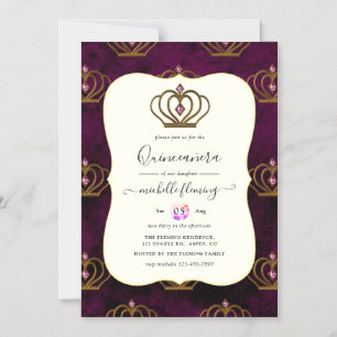 Old Gold Elegance Quinceañera Magneteinladung