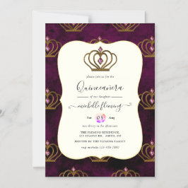 Old Gold Elegance Quinceañera Magnetic Einladung