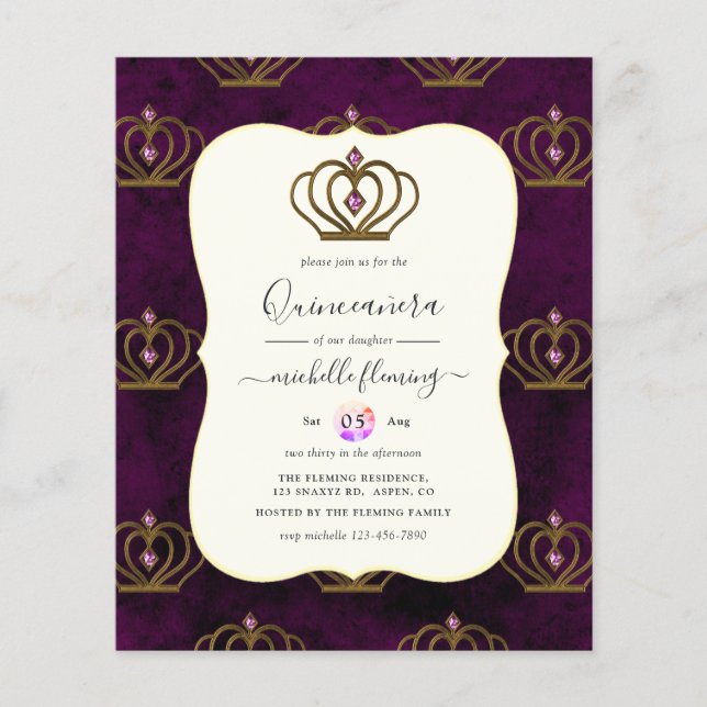 Old Gold Elegance Quinceñera Flyer (Vorne)