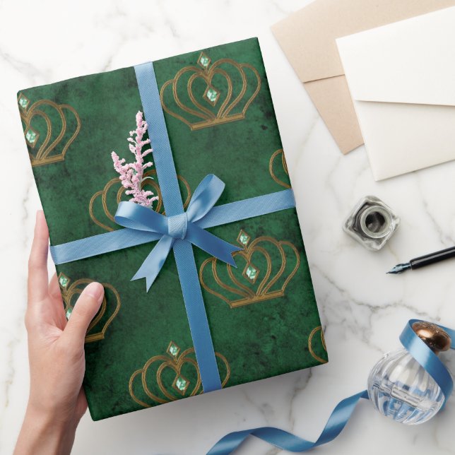 Old Gold Emerald Französisch  Geschenkpapier (Schenken)
