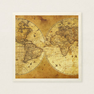 Old Golden World Map Serviette