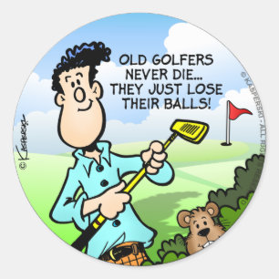 Old Golfer Runder Aufkleber