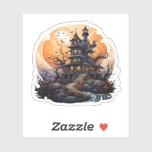 Old Halloween Spooky Spuk House Aufkleber