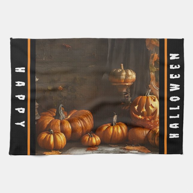 Old Happy Halloween Zuhause Collection Geschirrtuch (Horizontal)