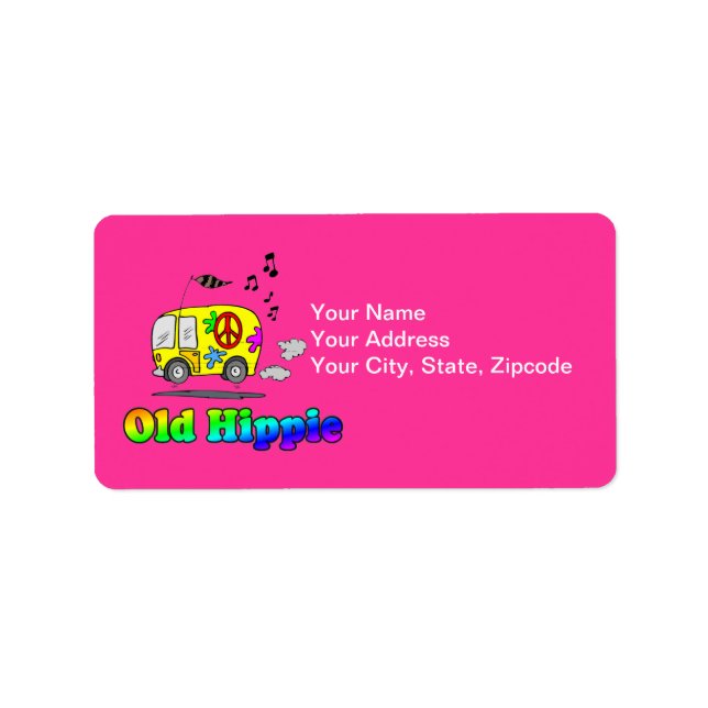 Old Hippie Bus Adressaufkleber (Vorne)