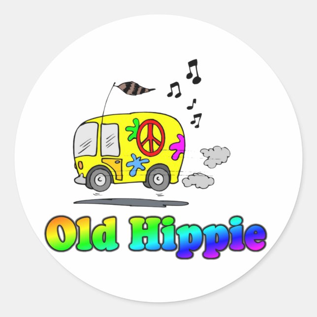 Old Hippie Bus Runder Aufkleber (Vorderseite)