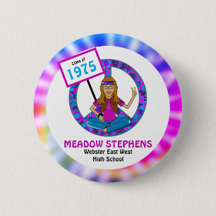 Old Hippie Gefärbte Krawatte Class Wiedersehen Nam Button