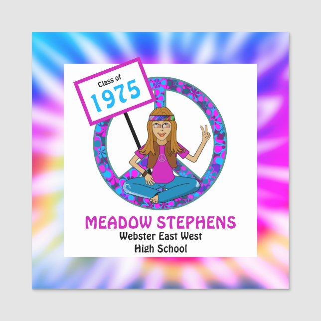Old Hippie Gefärbte Krawatte Class Wiedersehen Nam Namensschild (Vorderseite)