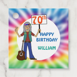 Old Hippie Hippy Gefärbte Krawatte 70. Geburtstags Geschenkanhänger