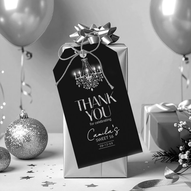 Old Hollywood B & W Chandelier Sweet 16 ID1108 Geschenkanhänger (Von Creator hochgeladen)