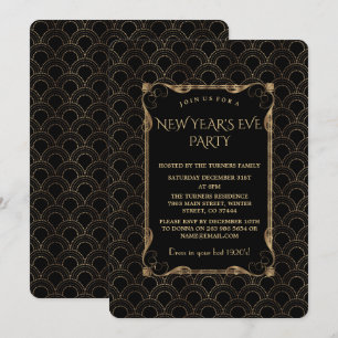Old Hollywood Black Great Gatsby New Year Party Einladung