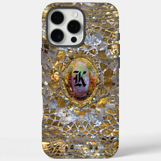 Old Hollywood Chic Elegant Monogram iPhone 16 Pro Max Hülle (Rückseite)