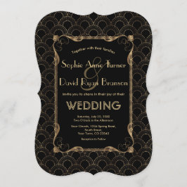 Old Hollywood Gold Black Great Gatsby Wedding Einladung
