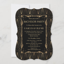 Old Hollywood Gold Great Gatsby Bachelor Party Einladung