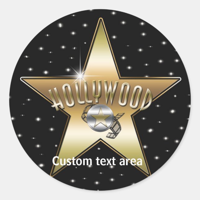 Old Hollywood Typografy Gold Star Party Sticker (Vorderseite)