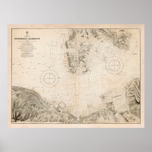 Old Hong Kong Harbor Map (1912) Poster (Vorne)