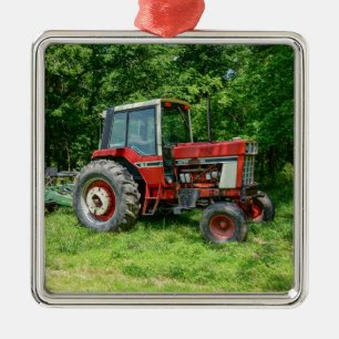 Old International Traktor Silbernes Ornament