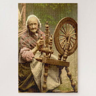 Old Irish Wool Spinner Lady,