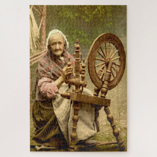 Old Irish Wool Spinner Lady