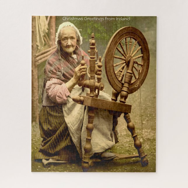 Old Irish Wool Spinner Lady, Jigsaw Puzzle (Vertikal)