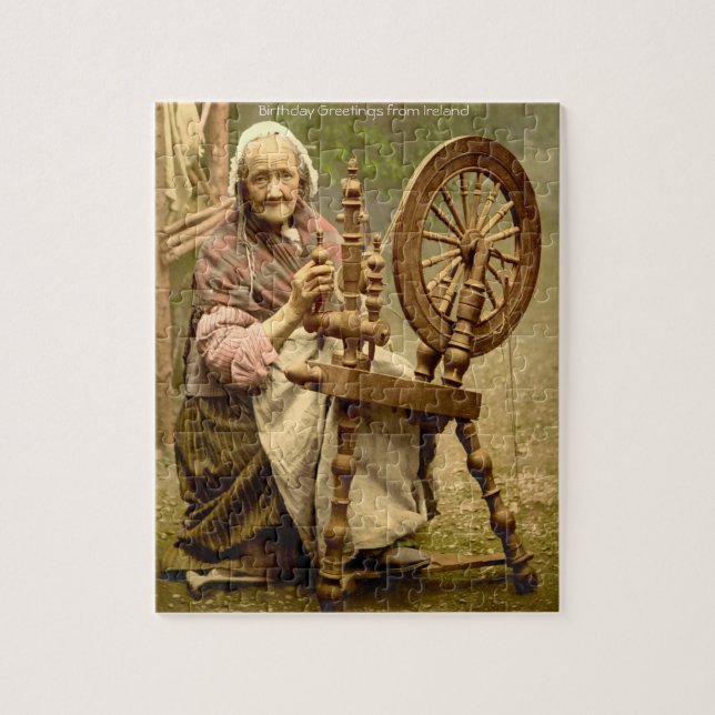 Old Irish Wool Spinner Lady, Jigsaw Puzzle (Vertikal)
