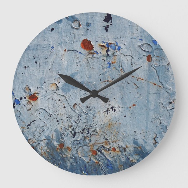 Old Iron Blue Stain Corrode Große Wanduhr (Vorderseite)