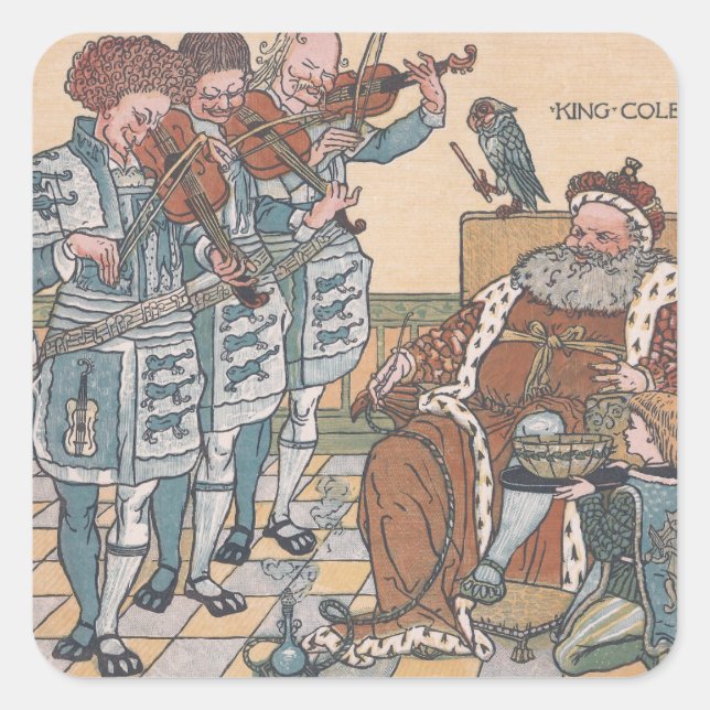 Old King Cole Kinderzimmer Rhyme Quadratischer Aufkleber (Vorderseite)