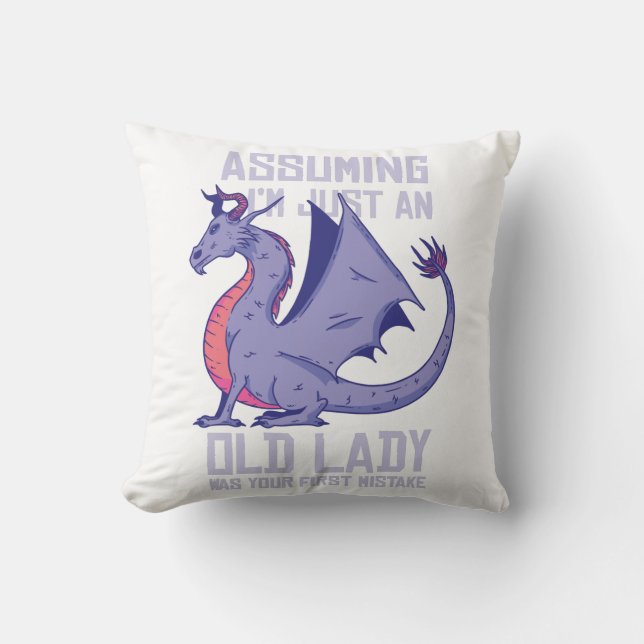 Old Lady Dragon Zitat Kissen (Vorderseite)
