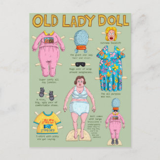 Old Lady Paper Doll. Postkarte