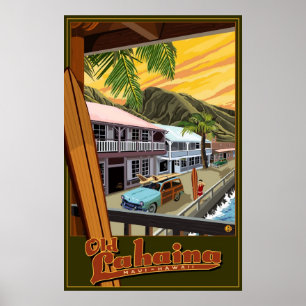 Old Lahaina, Hawaii Surf Reiseplakat Poster