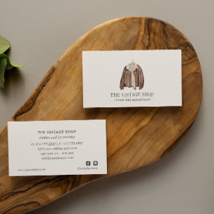 Old Leather Jacket Vintage gebrauchte Kleidung Visitenkarte