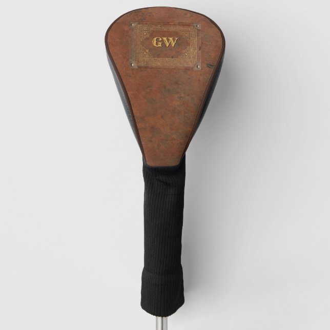 Old Leather Look mit Ihrer Monogram Golf Headcover (Vorderseite)