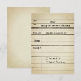 Old Library Card Wedding RSVP Karte