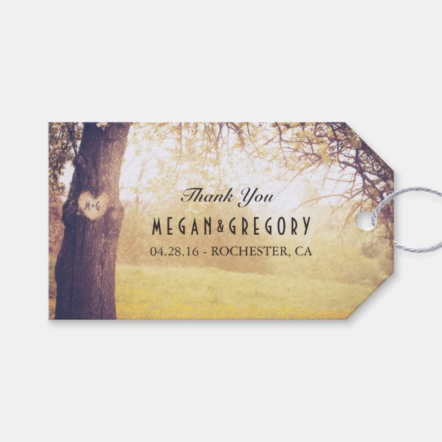 Old Liebe Tree Rustic Wedding Vielen Dank Geschenkanhänger (Vorderseite (Horizontal))