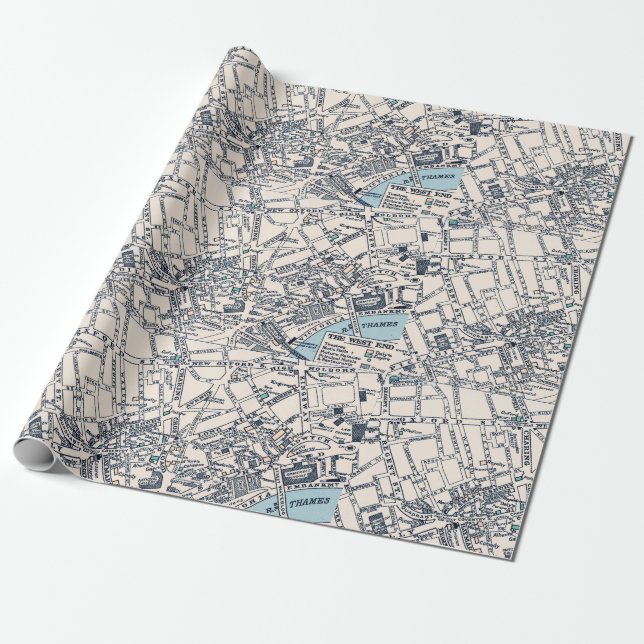 Old London Map of West End Geschenkpapier (Ungerollt)