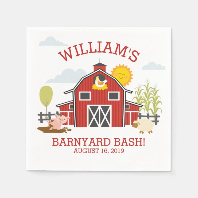 Old MacDonald Farm Geburtstagsparty Napkin Serviette (Vorderseite)