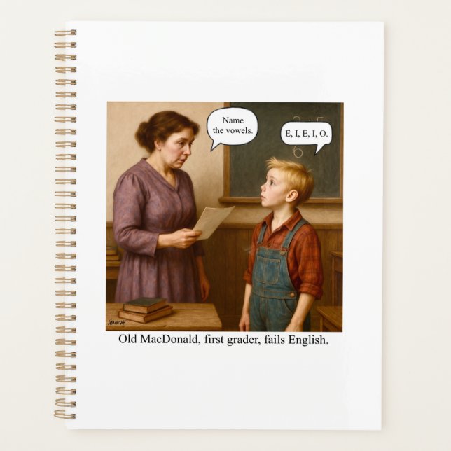 Old MacDonald, first grader, fails English. Planer (Vorderseite)