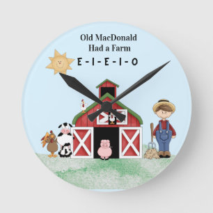 Old MacDonald Had A Farm Runde Wanduhr