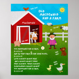 Old MacDonald Kinderreim Klassenzimmer Poster