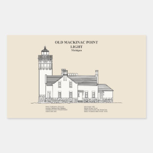 Old Mackinac Point Light - Michigan - SBD Rechteckiger Aufkleber