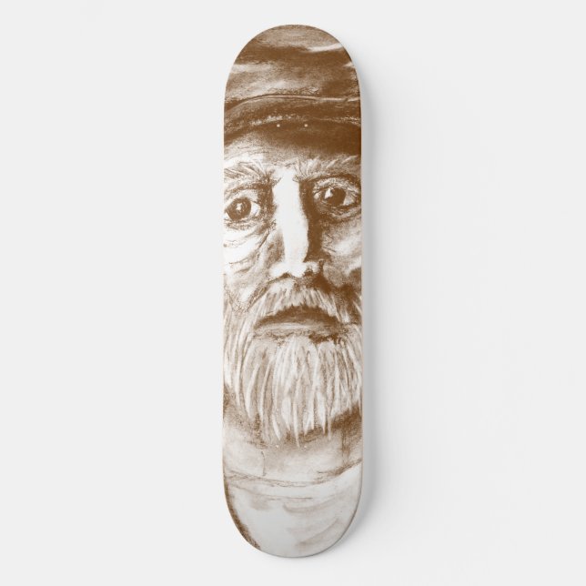 Old Man Brown Charcoal Drawing Skateboard (Vorderseite)